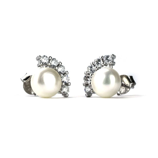 Freshwater White Pearls Eden Earrings 8-9 mm AAA-0