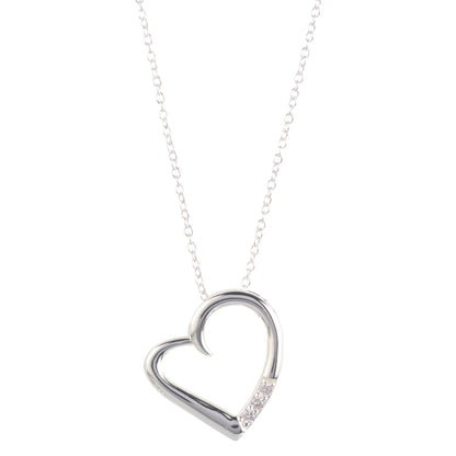 14K Silver Plated Necklace Love Heart Pave Pendant Necklace-1