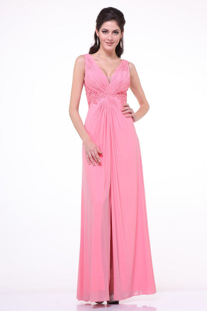 A-line dress with v-neckline and illusion back cover-2