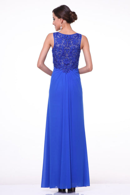 A-line dress with v-neckline and illusion back cover-1