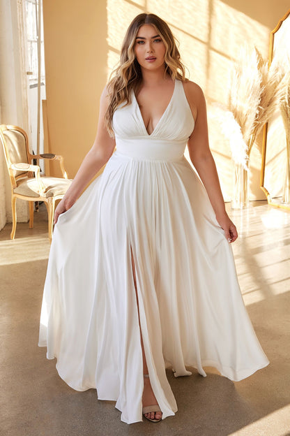 Plus Size Classic Soft Satin A-Line Dress-4