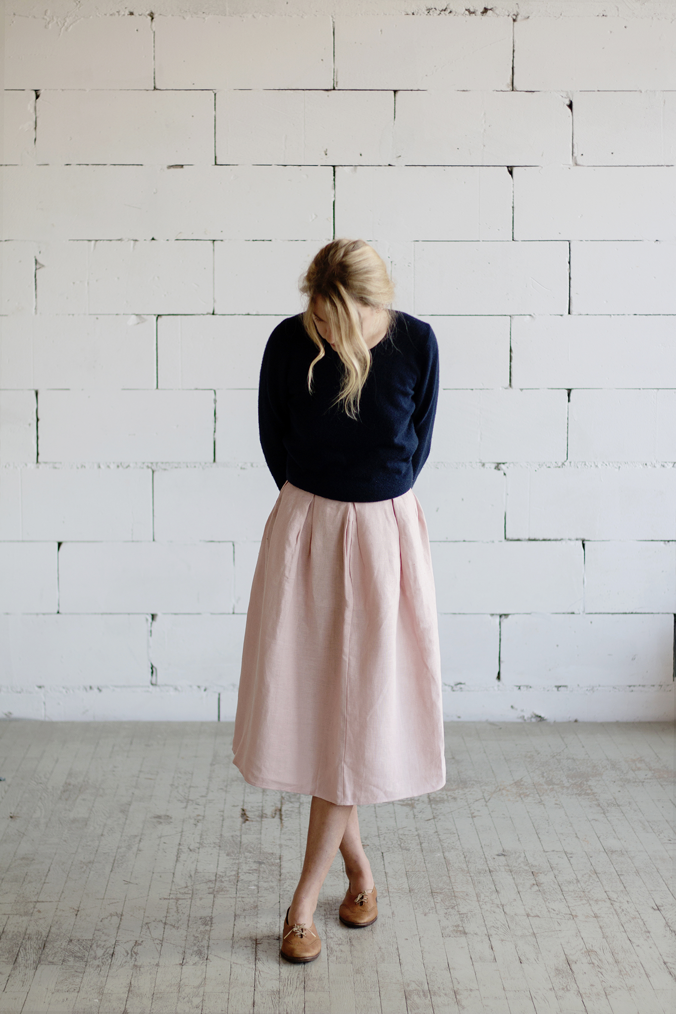 100% Linen Skirt Pink-0