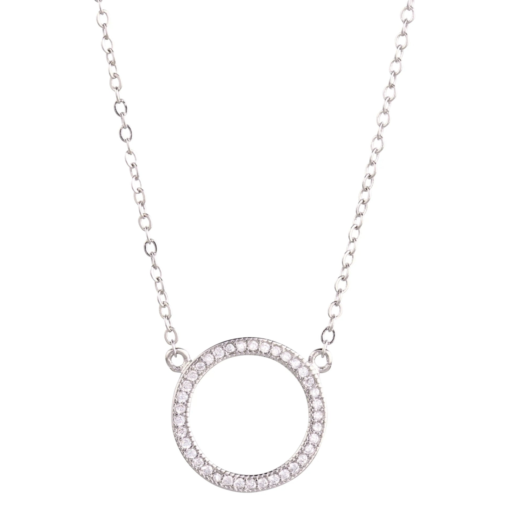 Round Pendant Pave Necklace-1