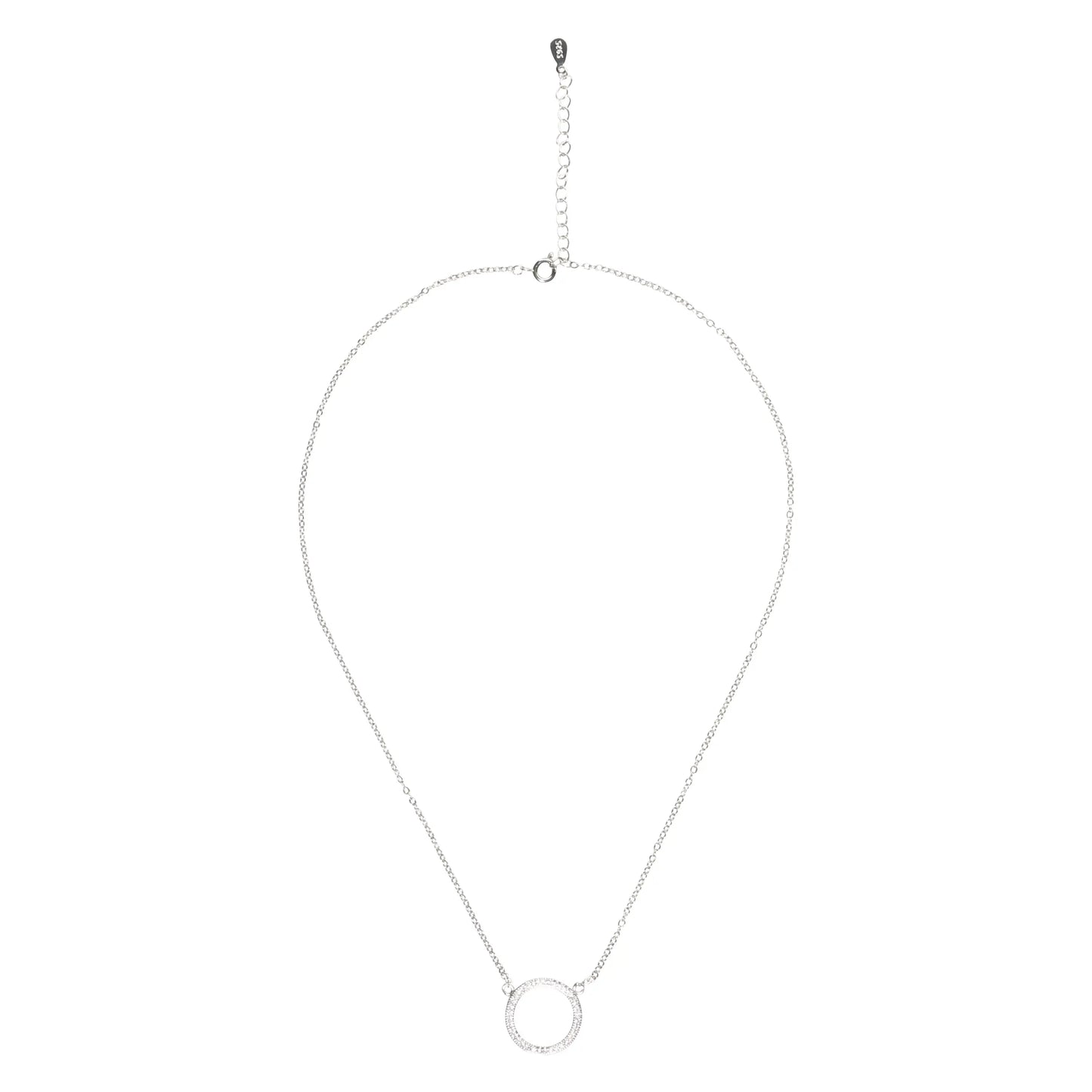 Round Pendant Pave Necklace-3