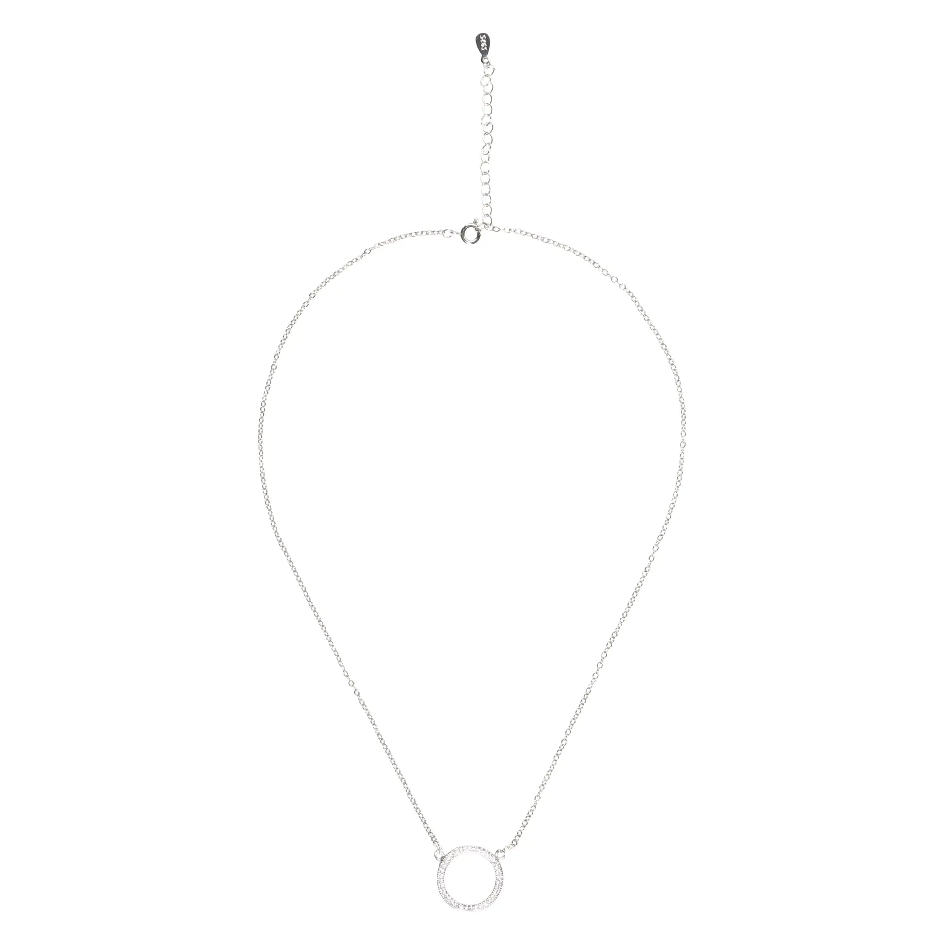 Round Pendant Pave Necklace-3