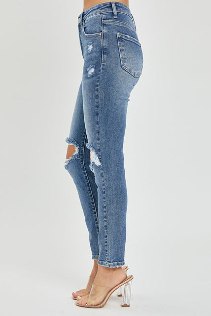 Risen Full Size High Rise Knee Distressed Skinny Jeans-2