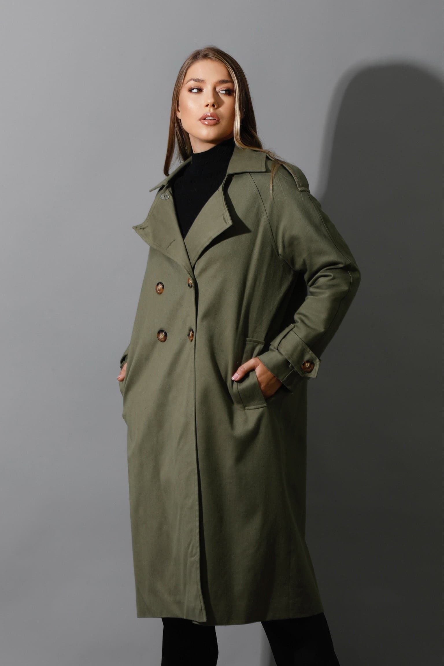 Trench Coat - Olive-1