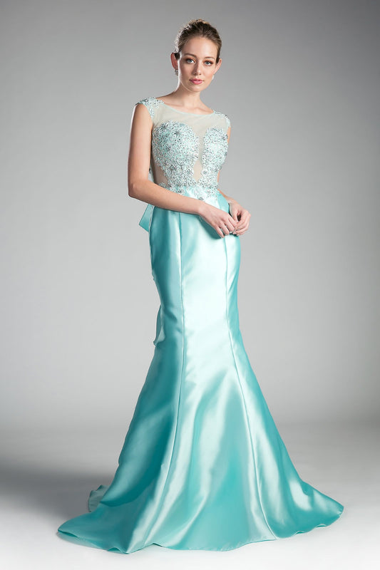 Fitted Mikado Mermaid Gown with Illusion Closed Back-0