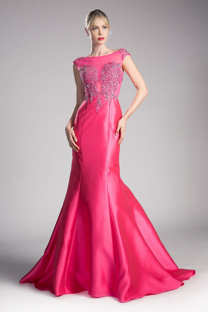 Fitted Mikado Mermaid Gown with Illusion Closed Back-2