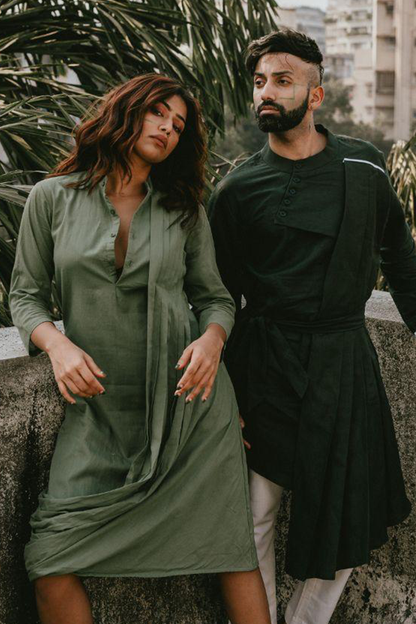 Santoshi Shetty x Bohame In Our - Green Cowl Dress-0