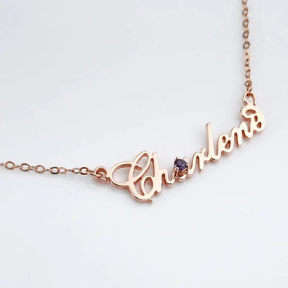 Full Silver Diamond Name Necklace-2