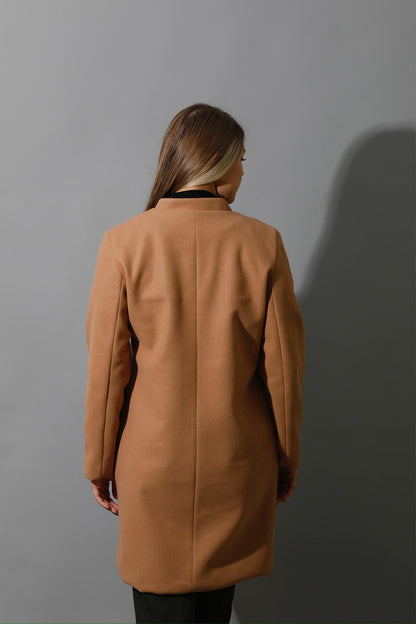 Woolen Short Coat - Camel-4