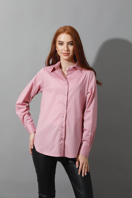 Button Up Basic Shirt - Pink-0