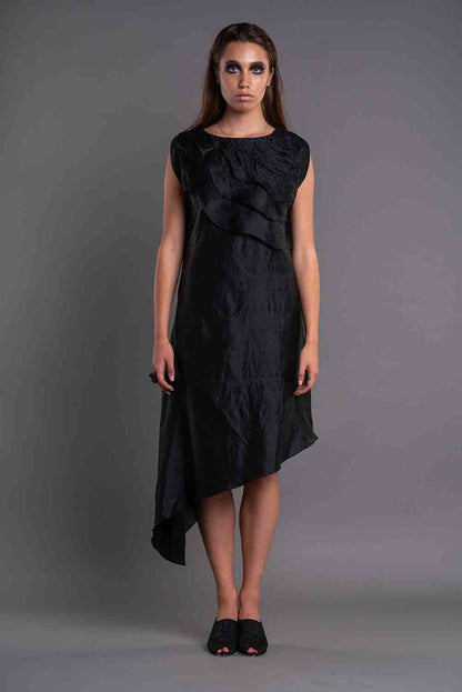 ASYMMETRICAL RUFFLED DRESS-0