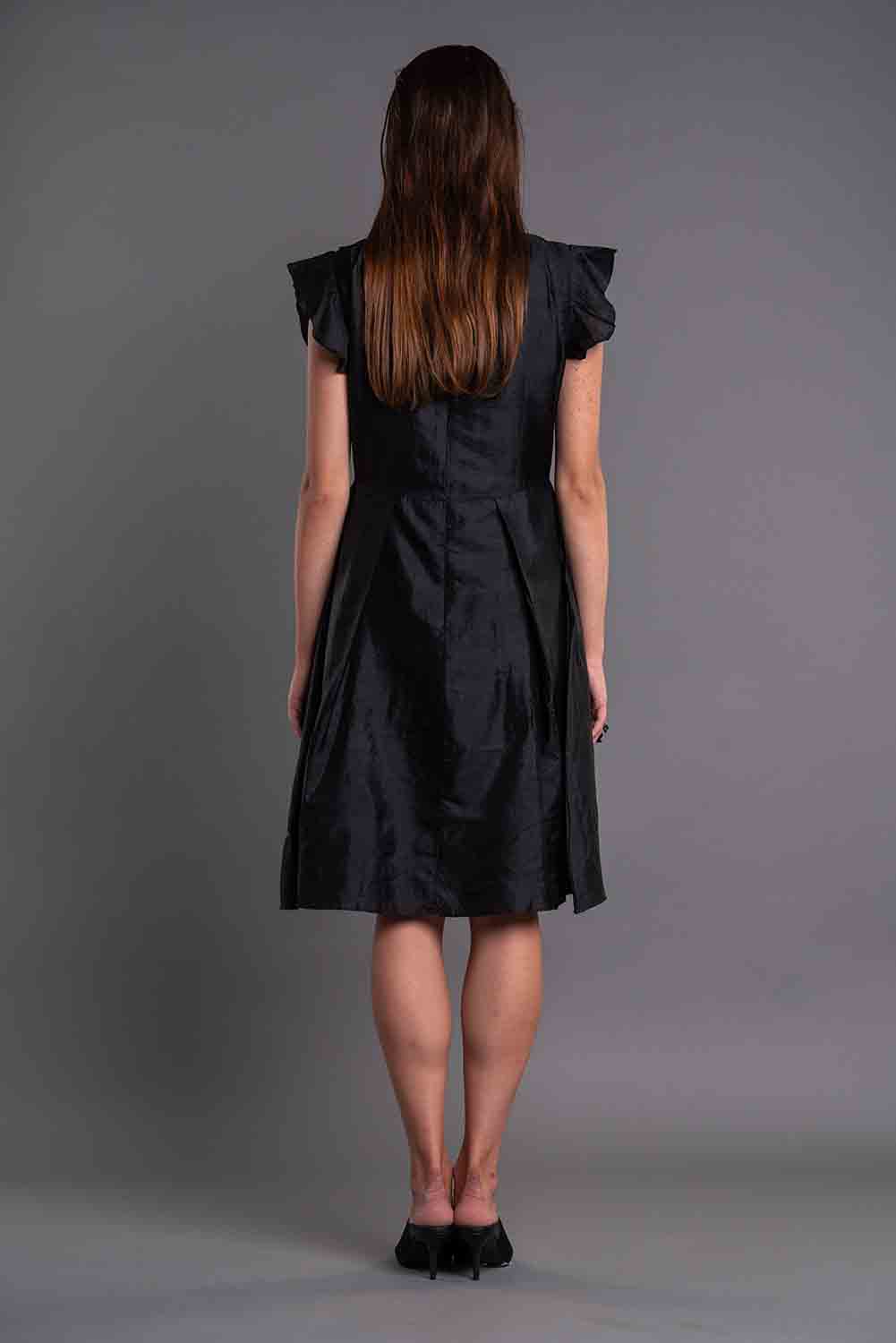 NECK PLEATED RUFFLED DRESS-2