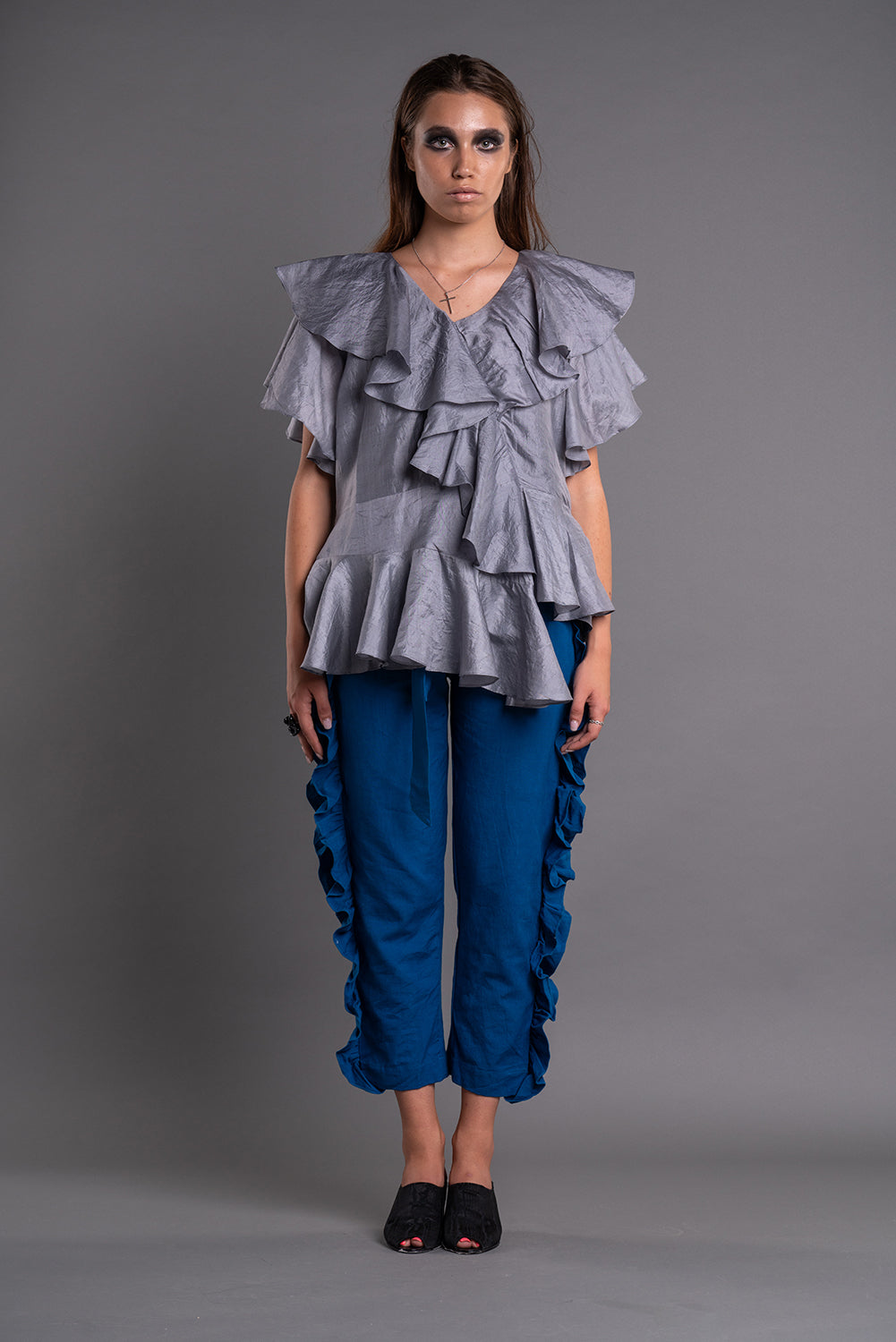 ASYMMETRIC RUFFLED BLOUSE-0