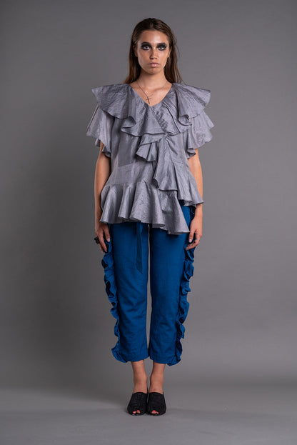 ASYMMETRIC RUFFLED BLOUSE-0