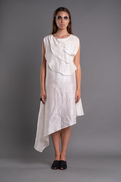 ASYMMETRICAL RUFFLED DRESS-0