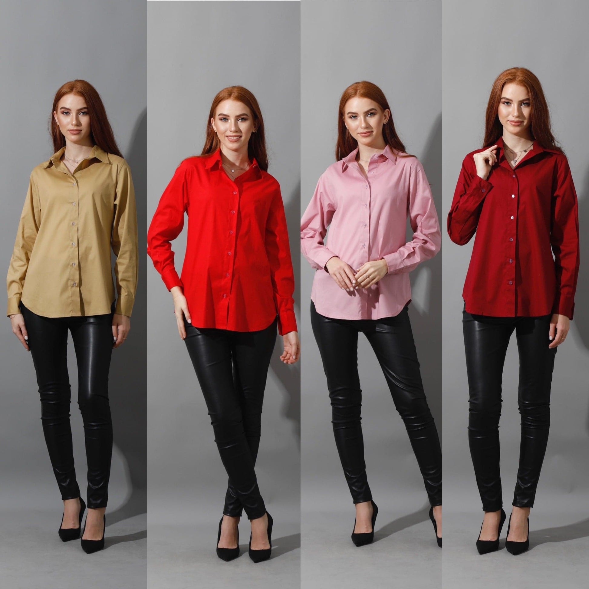 Button Up Basic Shirt - True Red-4