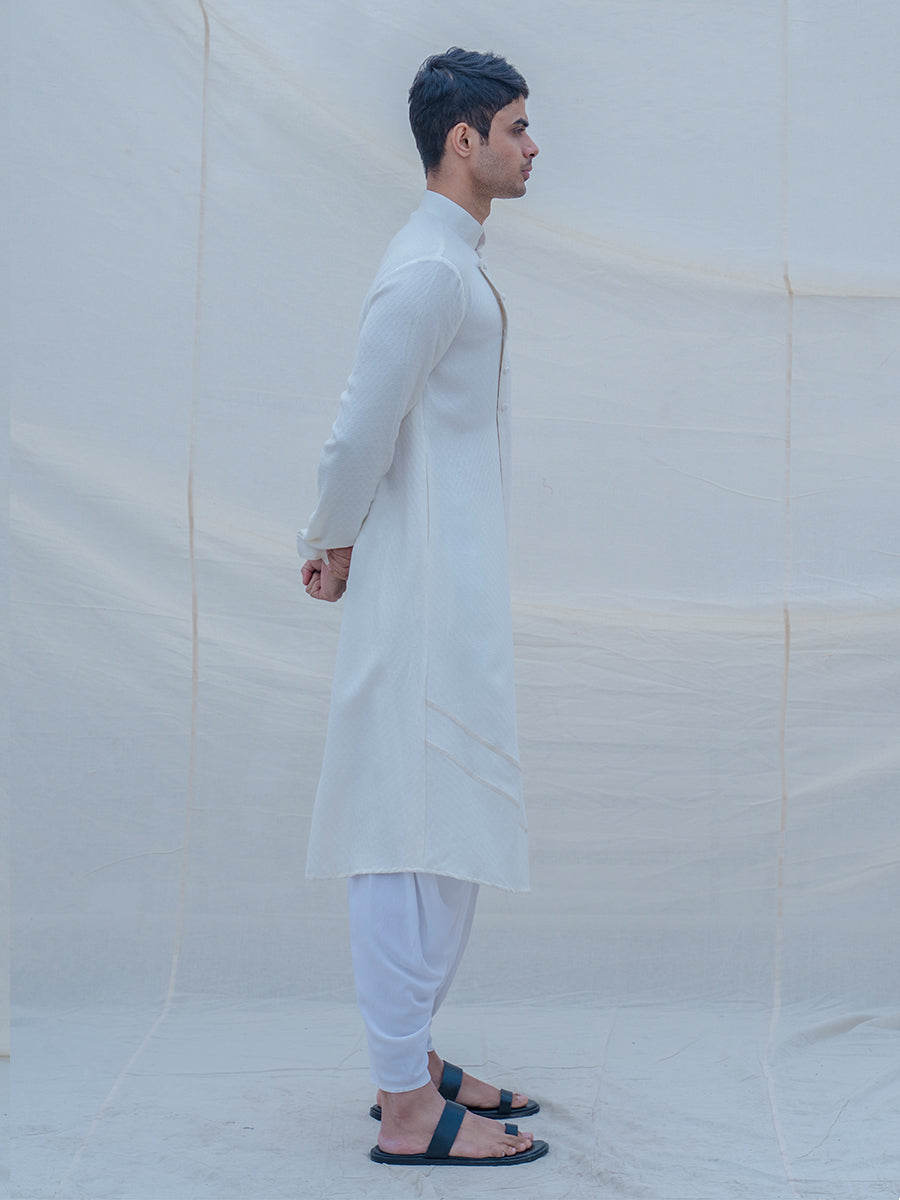 Off White Cotton Kurta-1