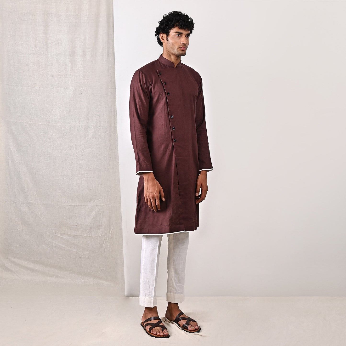 Everett - Dark Mahogany Long Kurta Set-1