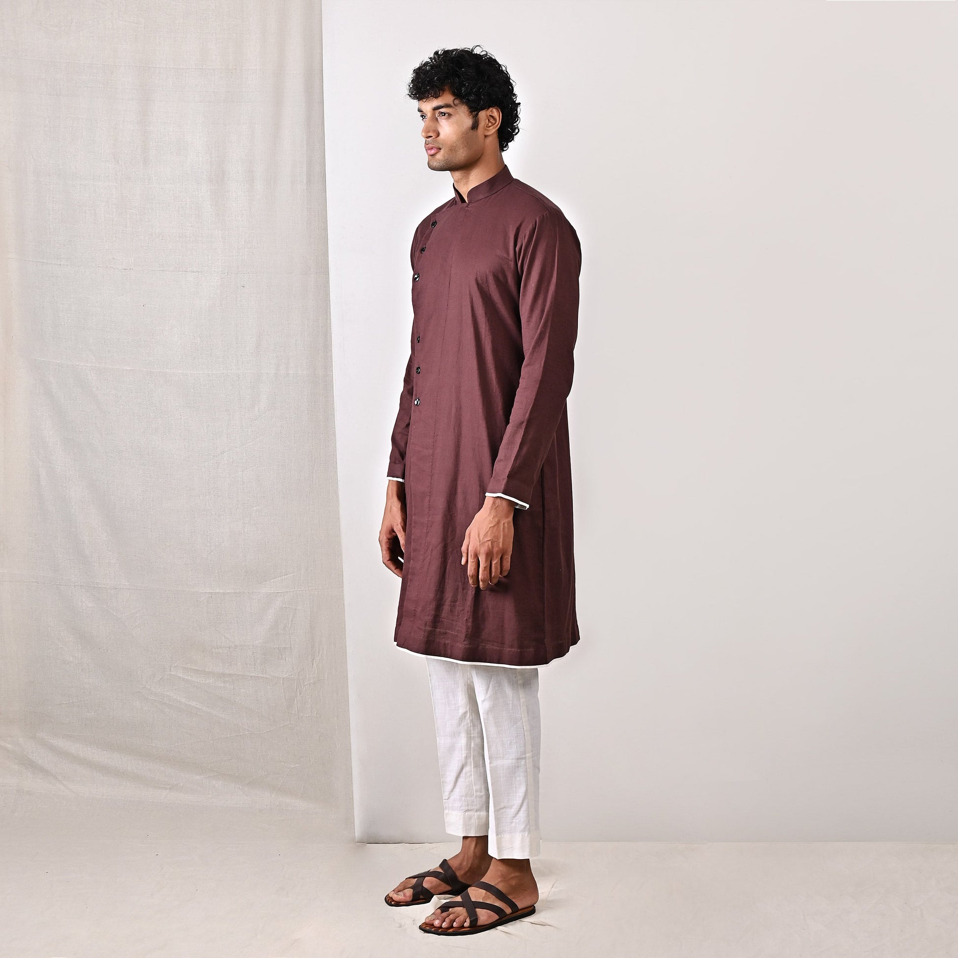 Everett - Dark Mahogany Long Kurta Set-3