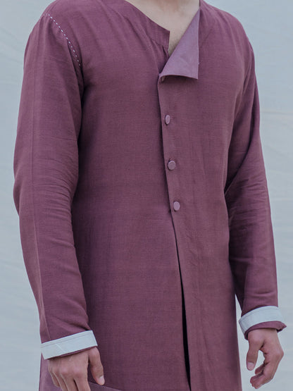 Cotton X Linen Mauve Kurta-1