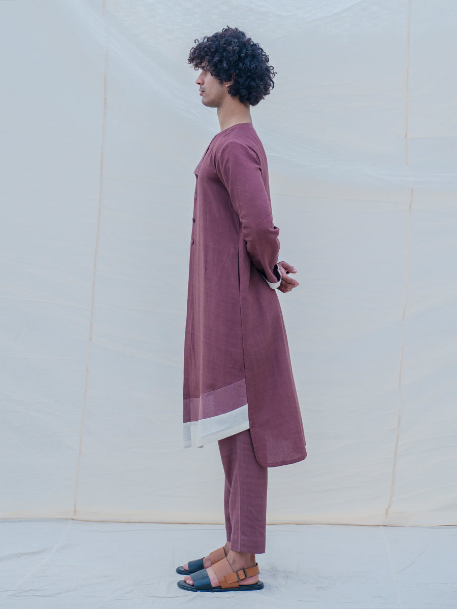 Cotton X Linen Mauve Kurta-2