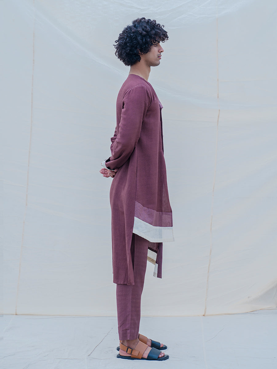 Cotton X Linen Mauve Kurta-3