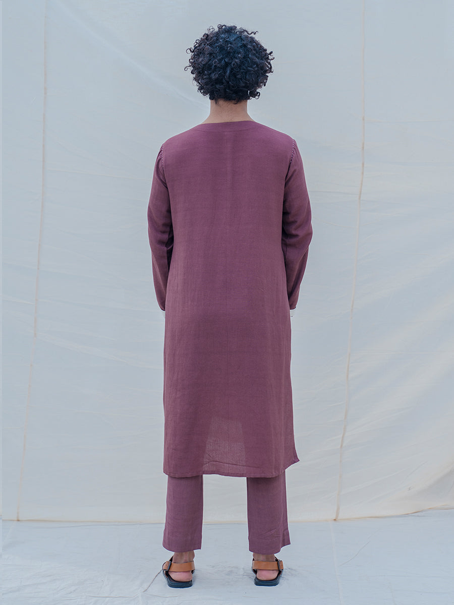 Cotton X Linen Mauve Kurta-4