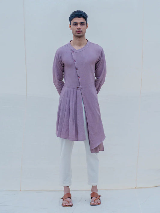 COTTON X LINEN - MAUVE KURTA SET-0