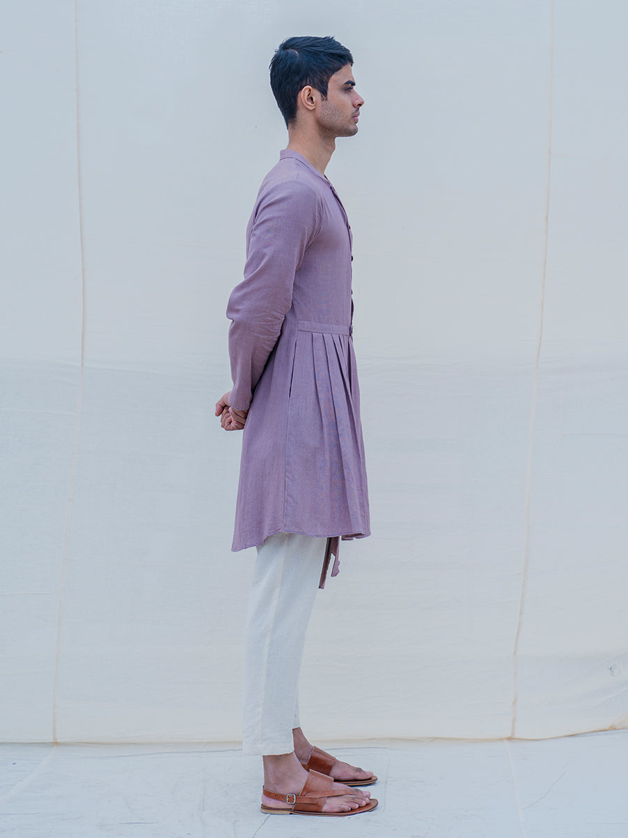 Cotton X Linen Mauve Kurta-3