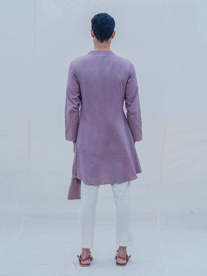 Cotton X Linen Mauve Kurta-4