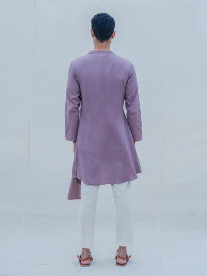 COTTON X LINEN - MAUVE KURTA SET-4