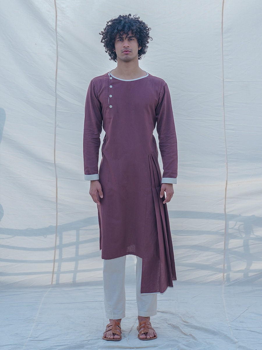 Cotton X Linen Brown Kurta-0