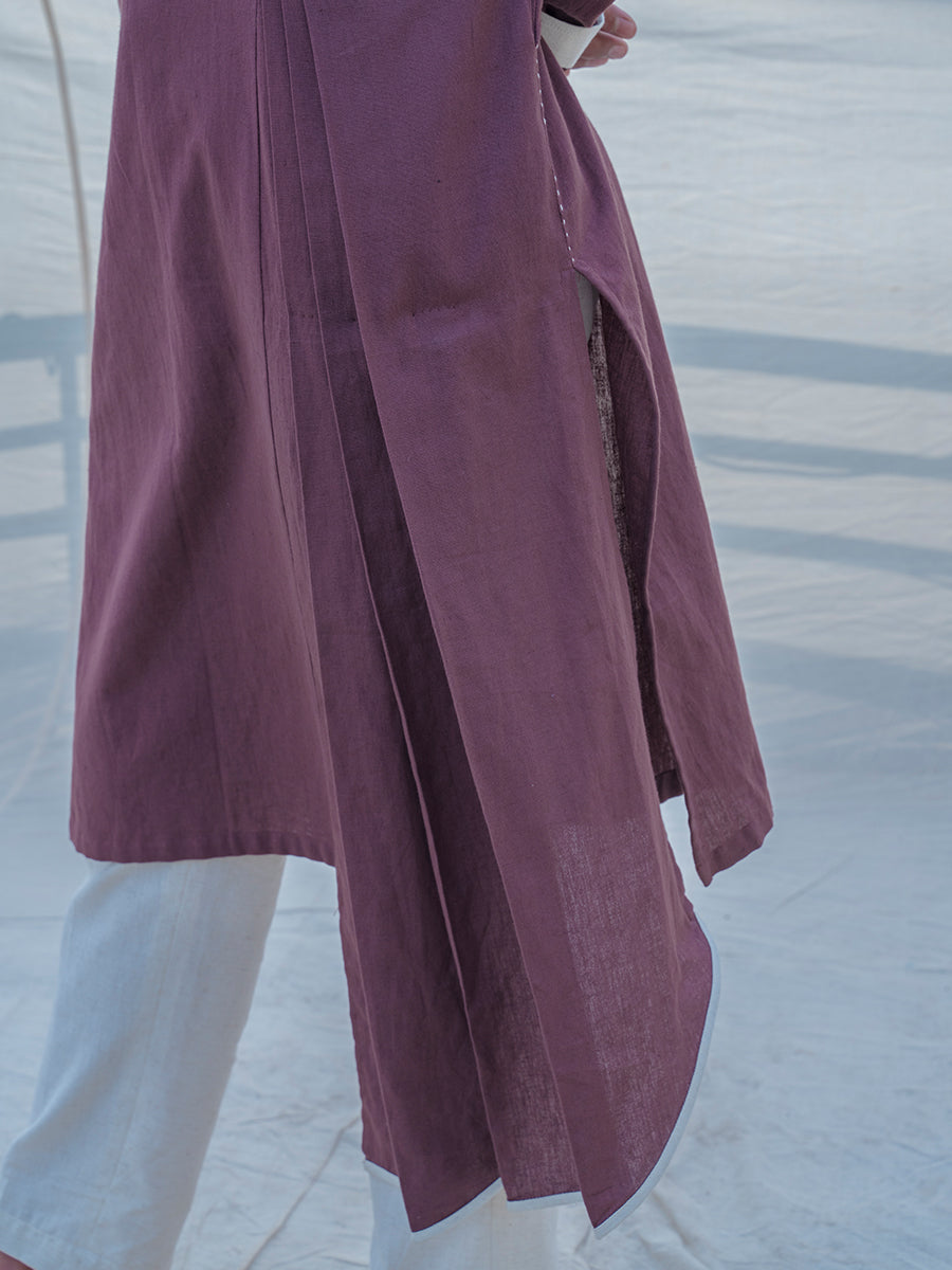 Cotton X Linen Brown Kurta-1