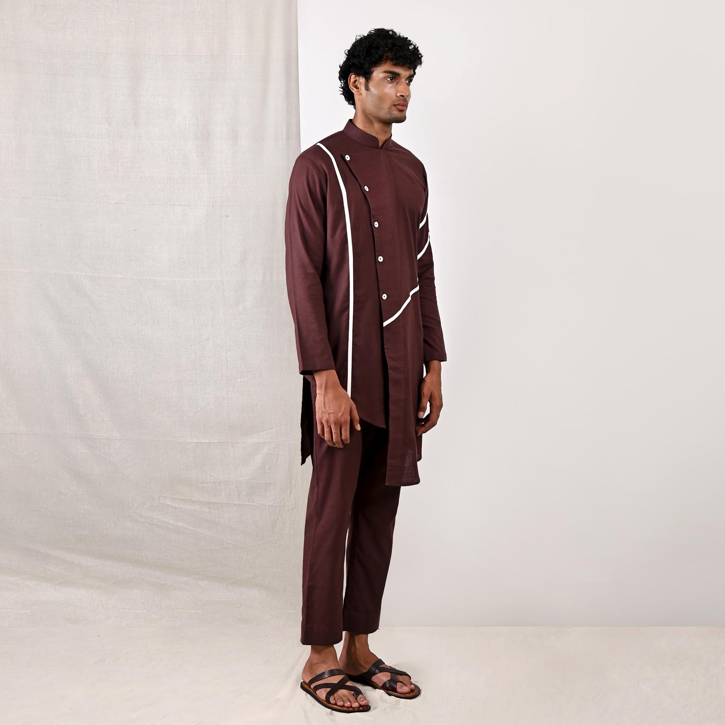 Tanner - Dark Mahogany Asymmetrical Kurta Set-2