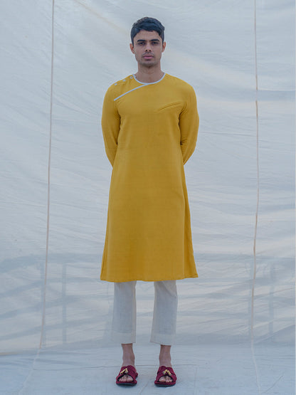 Cotton X Linen Indisputably Yellow Kurta-0