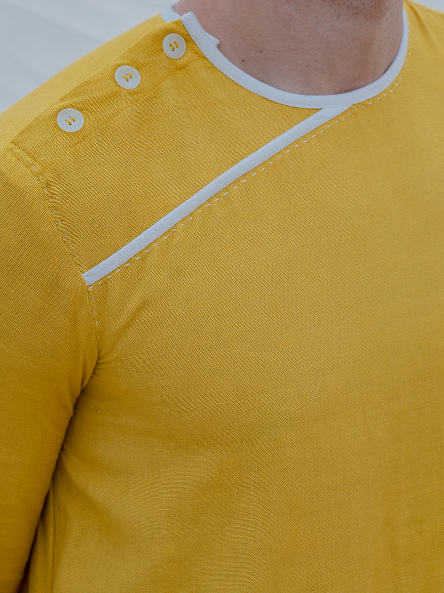 Cotton X Linen Indisputably Yellow Kurta-1