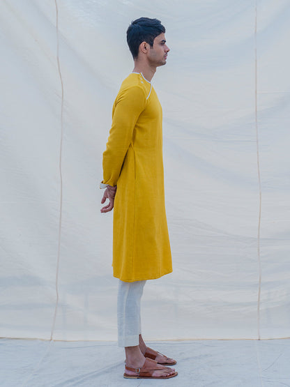 Cotton X Linen Indisputably Yellow Kurta-2