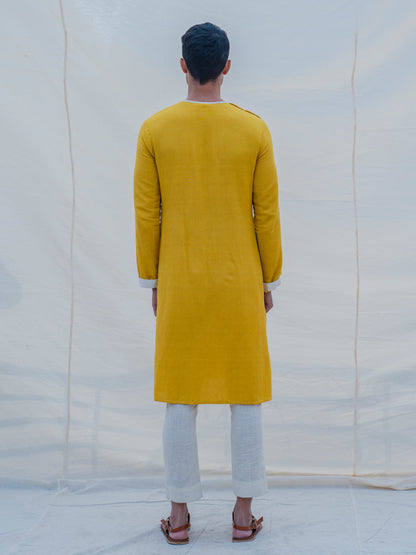 Cotton X Linen Indisputably Yellow Kurta-3