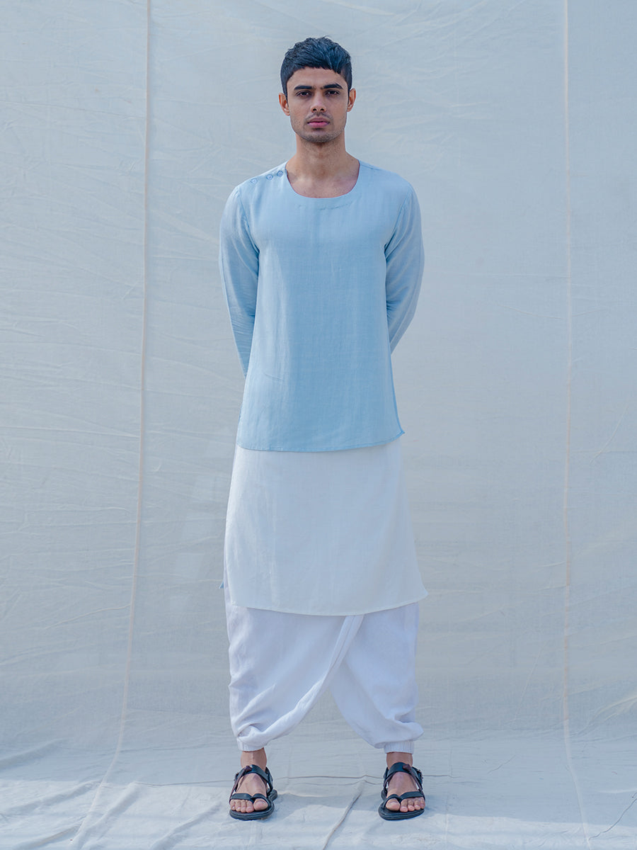 Cotton X Linen Sky Blue Kurta-0