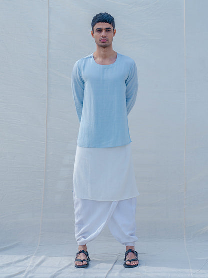 Cotton X Linen Sky Blue Kurta-0