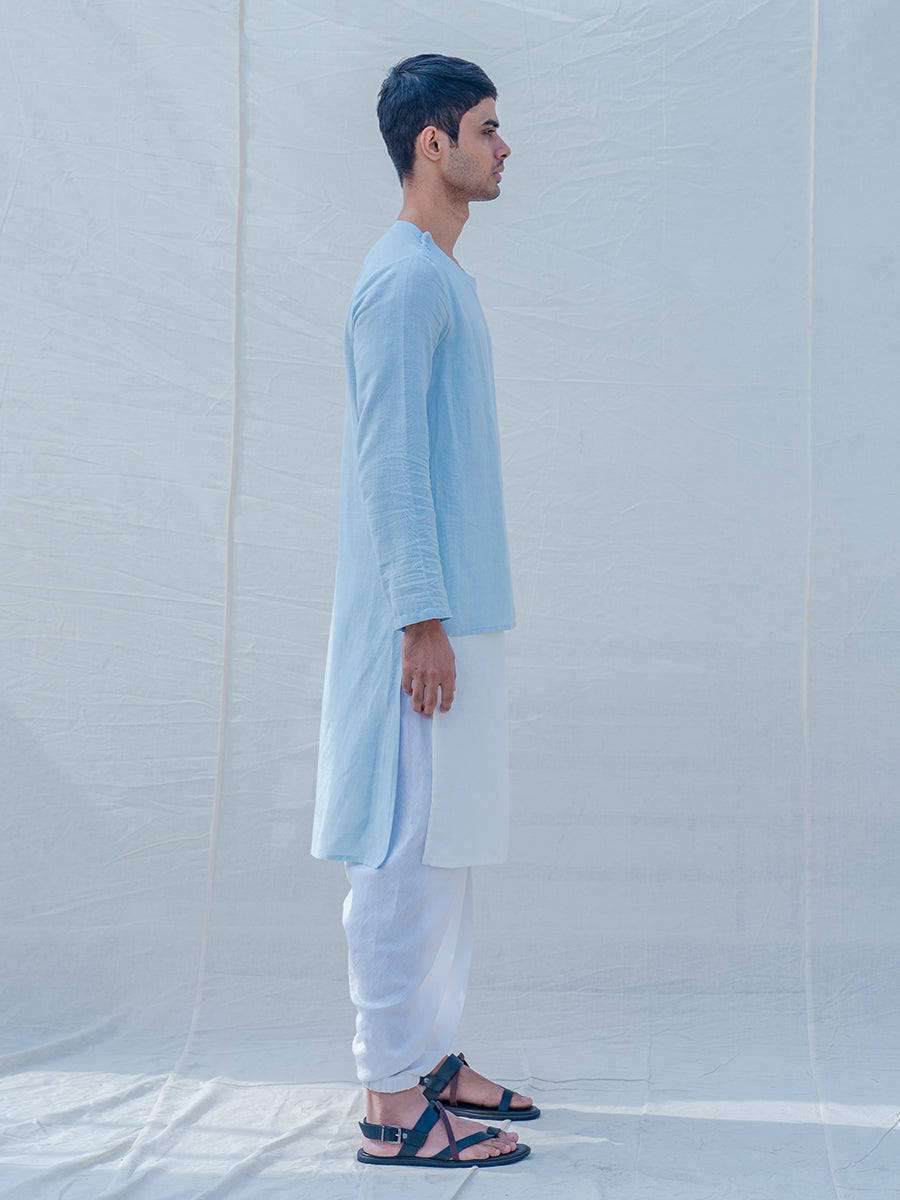 Cotton X Linen Sky Blue Kurta-2