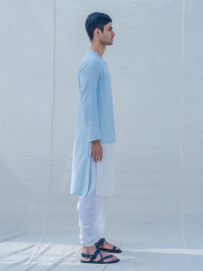 Cotton X Linen Sky Blue Kurta-2