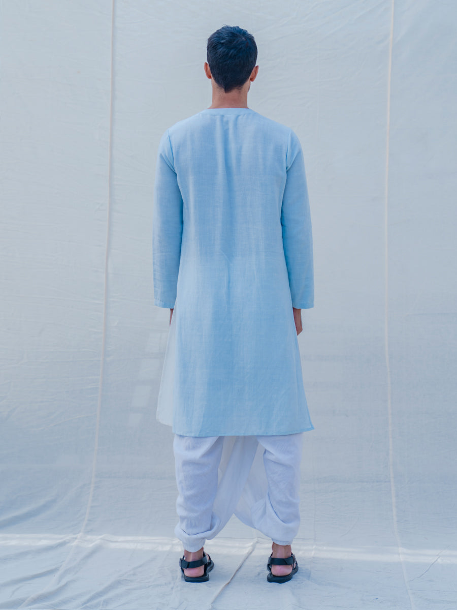 Cotton X Linen Sky Blue Kurta-3