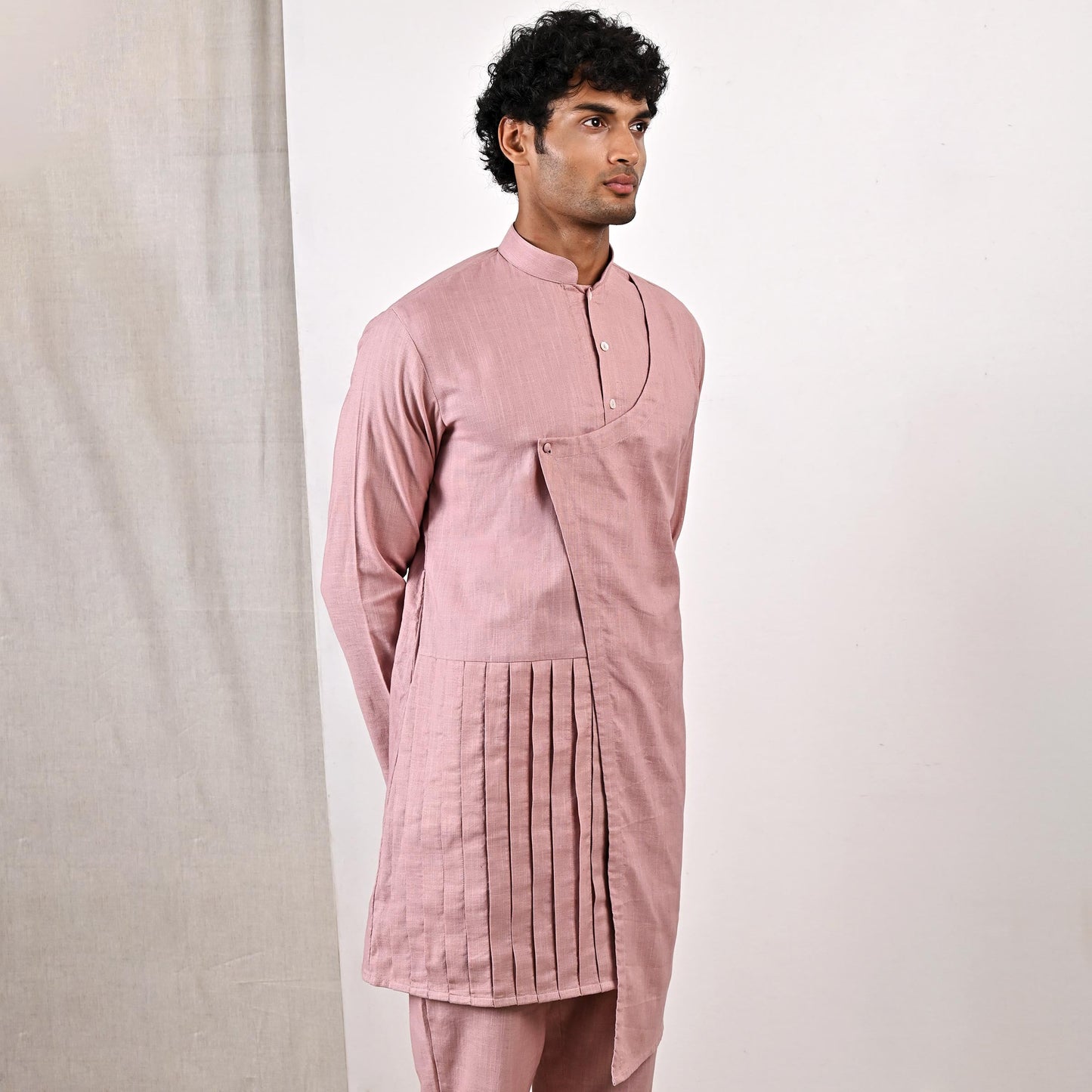 Easton - Mauve Asymmetrical Pleated Kurta Set-3