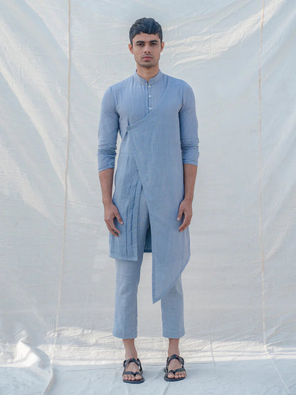 COTTON X LINEN - LIGHT BLUE KURTA SET-0