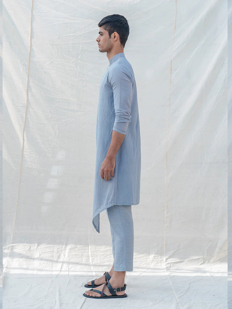 COTTON X LINEN - LIGHT BLUE KURTA SET-1