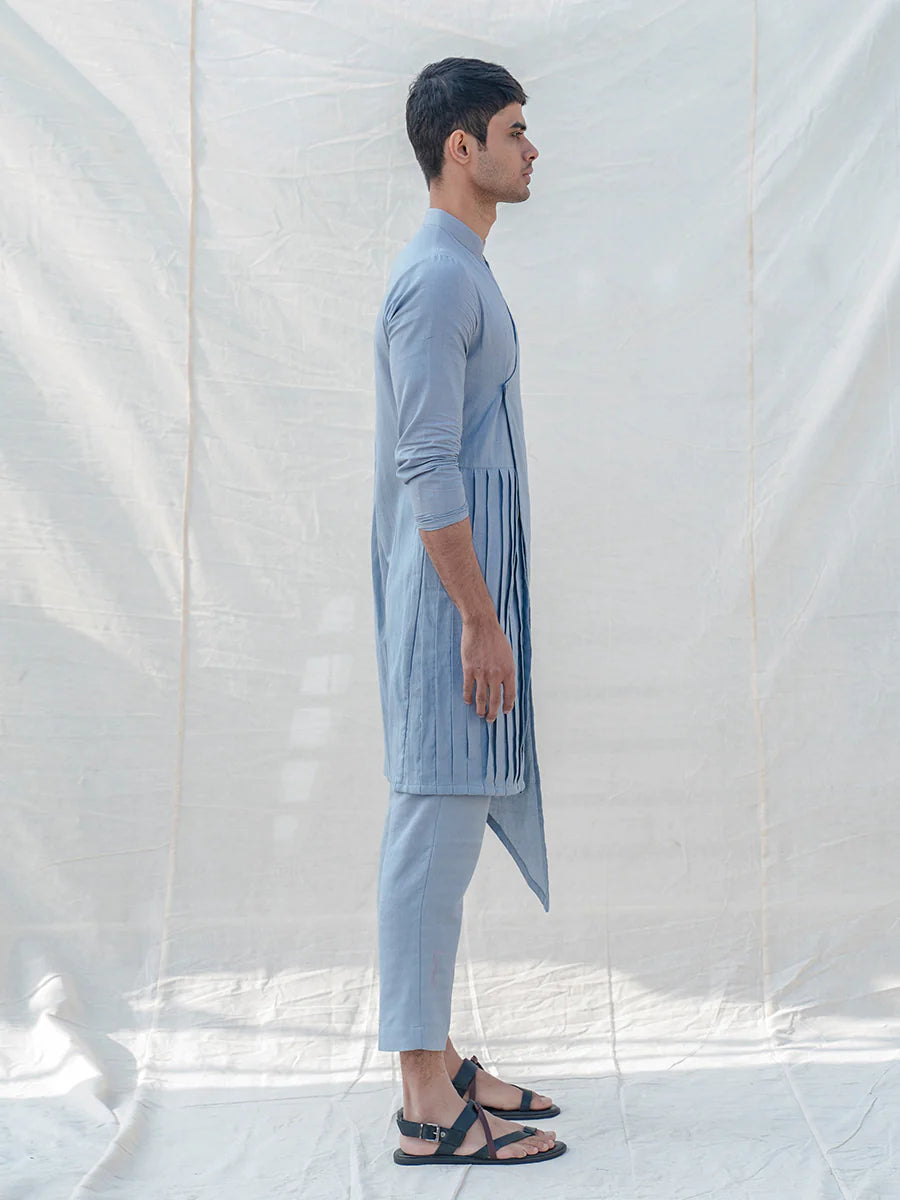 COTTON X LINEN - LIGHT BLUE KURTA SET-2